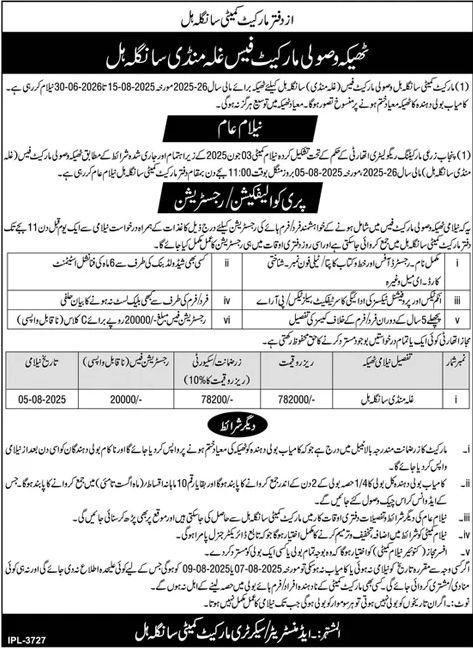 Market College Sangla Hills Tender Notice